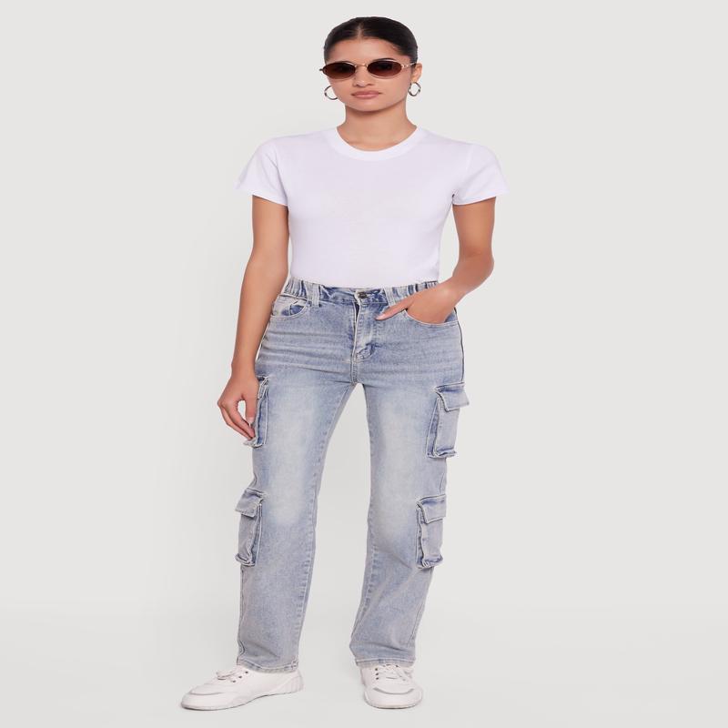 Mineral Wash Whiskered Slim Leg Utility Jeans