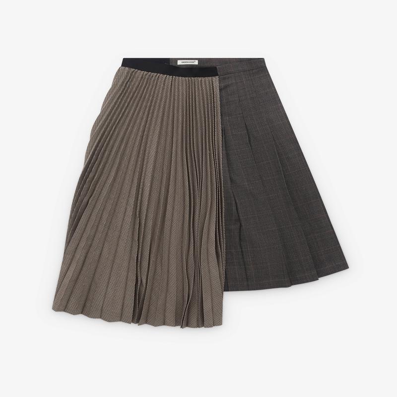 Undercover - Womens Pleated Skirt - (Grey/Beige)