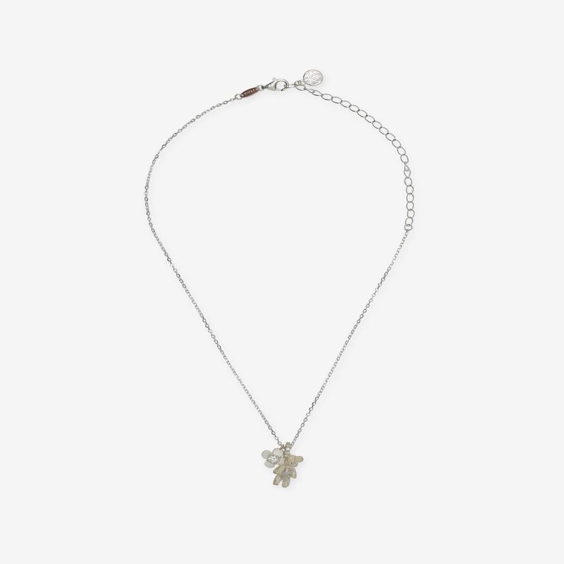 Yvmin - Carved Metal Mini Bear Pendant - (White)