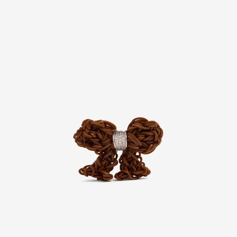SHUSHU/TONG - Womens Rubber Band Bow Hair Clip - (Brown)