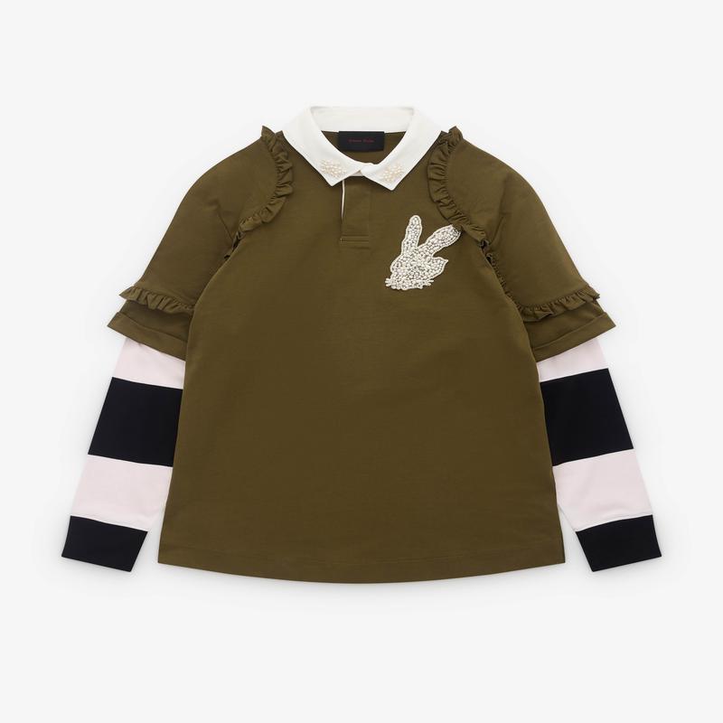 Simone Rocha - Mens Layered Ruffle Rugby Shirt - (Khaki)