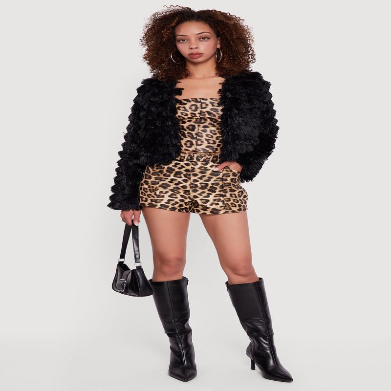 Tiered Shaggy Faux Fur Jacket