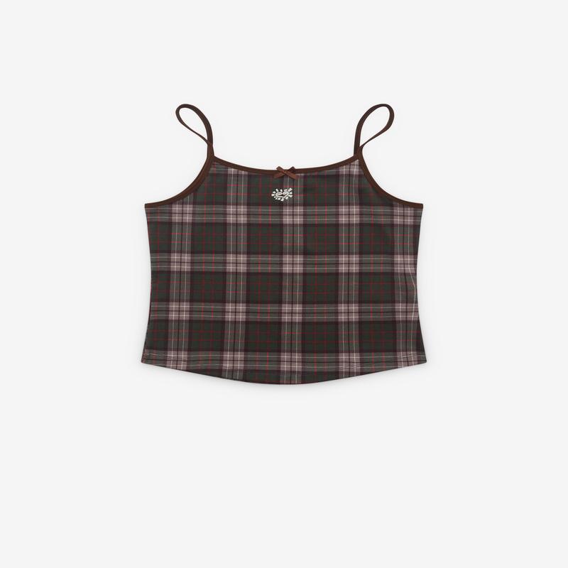 Always Do What You Should Do - Womens Plaid He@Rt Logo Cami Top - (Brown)