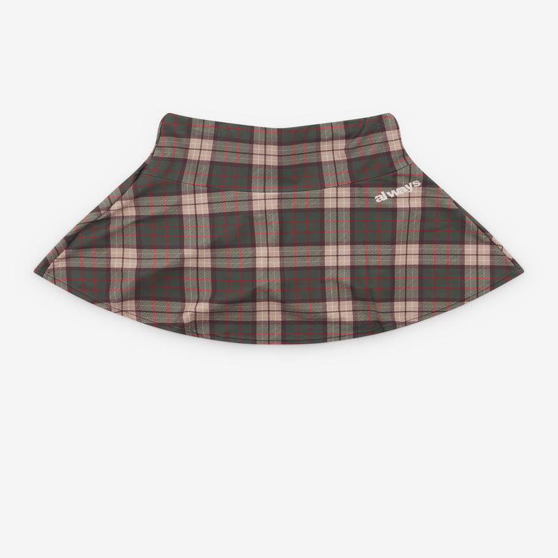 Always Do What You Should Do - Womens Plaid He@Rt Logo Skort - (Brown)