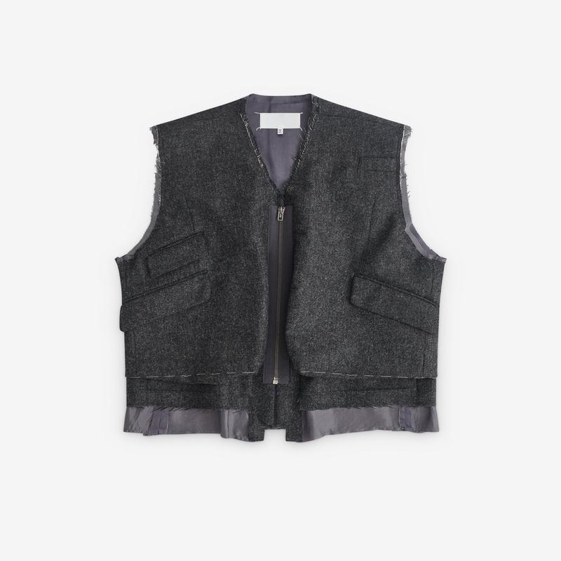 Maison Margiela - Mens Frayed Gilet - (Dark Grey)