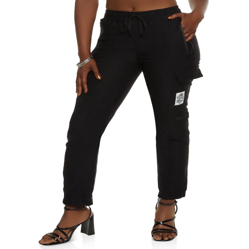 Zip Pocket Drawstring Cargo Joggers