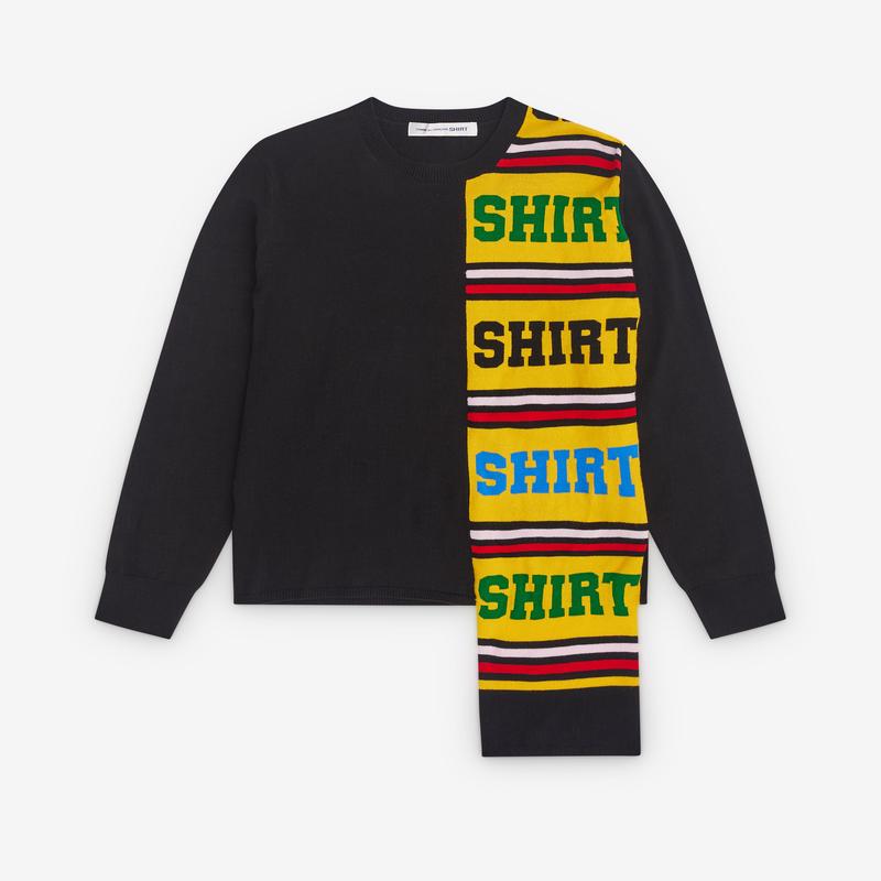 CDG Shirt - Mens Football Scarf Knitted Sweater - (Black/Yellow)