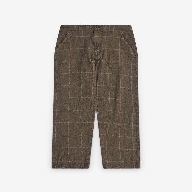 CDG Shirt - Mens Window Pane Check Trousers - (Brown)