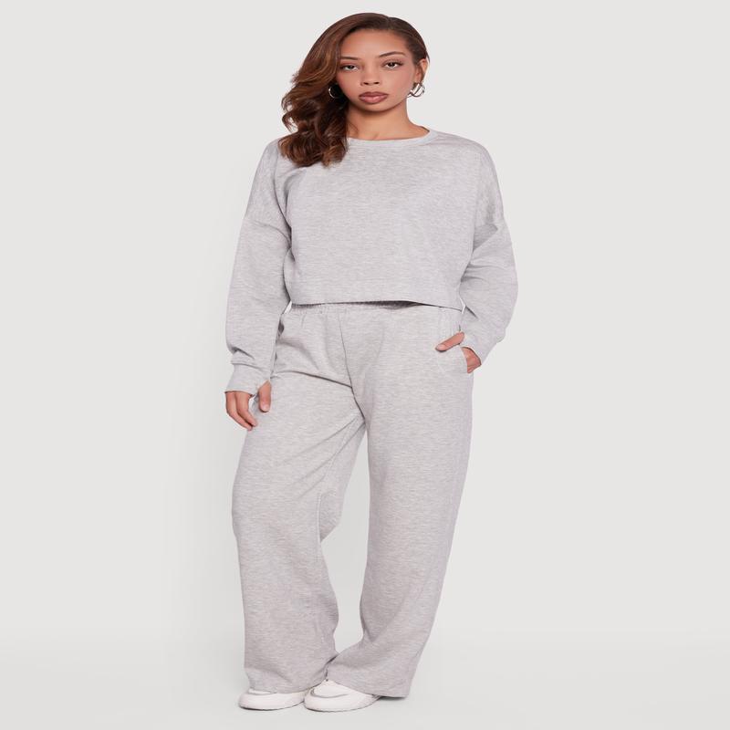 Pull On Wide Leg Sweatpants