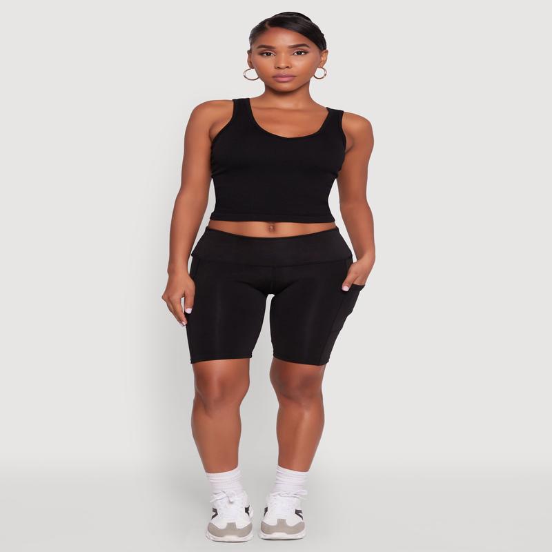 Stylish Bike Shorts with Tummy Tucker and Side Pockets