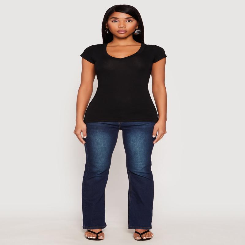 V Neck Basic Short Sleeve Tee