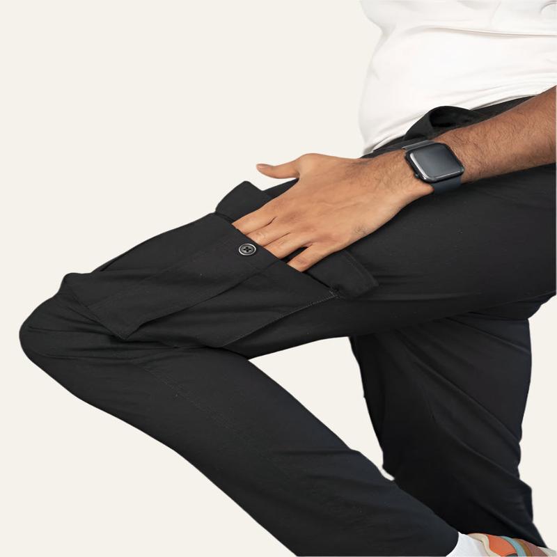 Black Ripstop Textured Cargo Pants