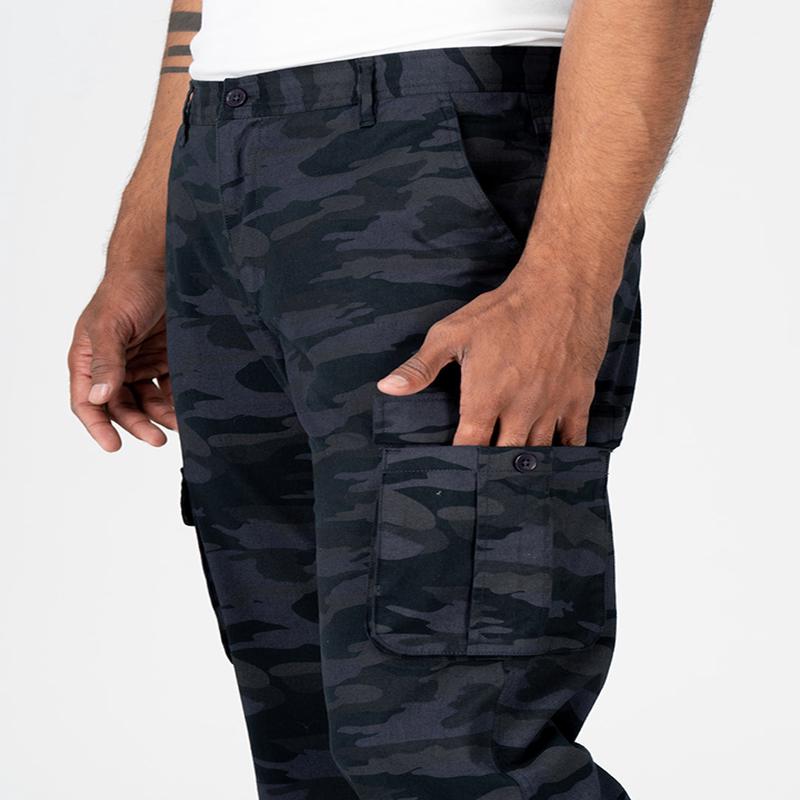Blue Camo Slim Fit Cargo Pants