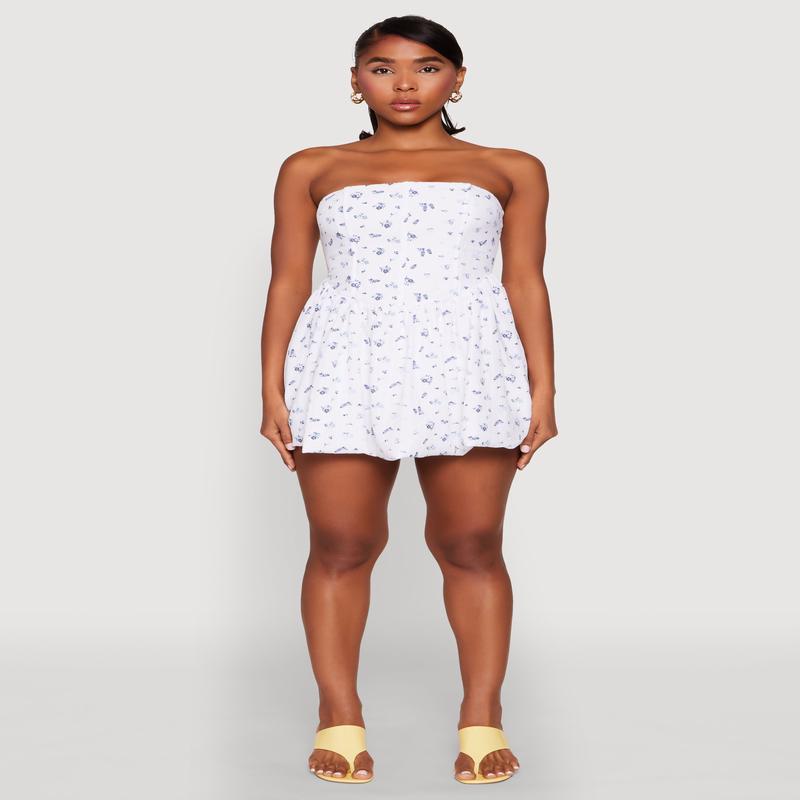 Floral Strapless Corset Skater Dress