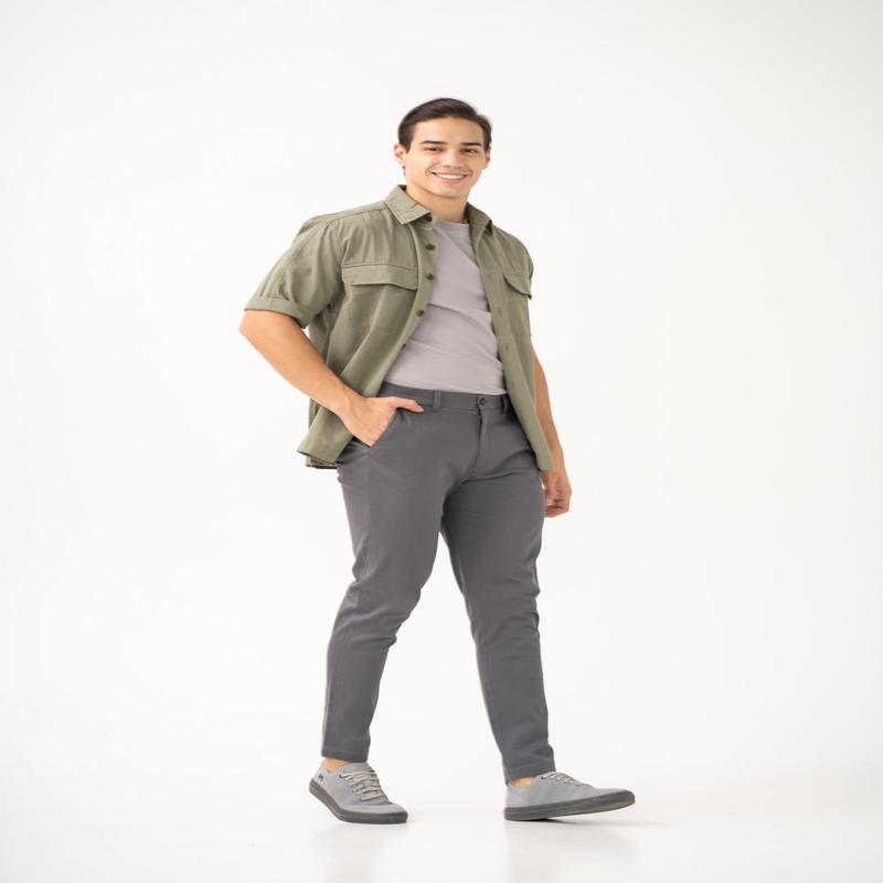 Goal Grey Slim Fit Stretch Chino Pants
