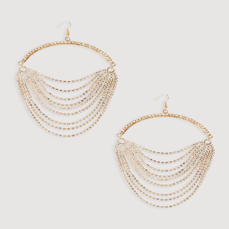 Layered Rhinestone Drop Earrings