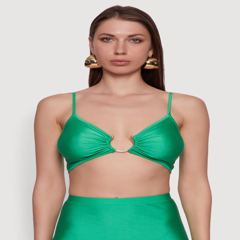 Metallic O Ring Keyhole Crop Top