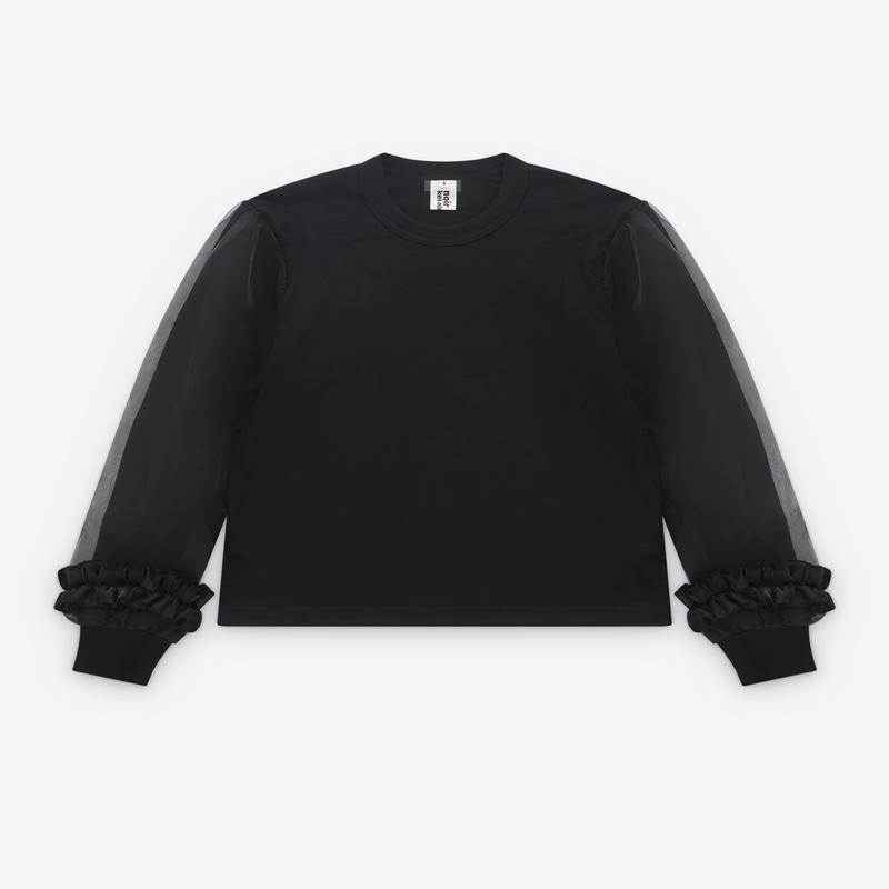 Noir Kei Ninomiya - Womens Ladies Tulle Sleeve Sweater - (Black)