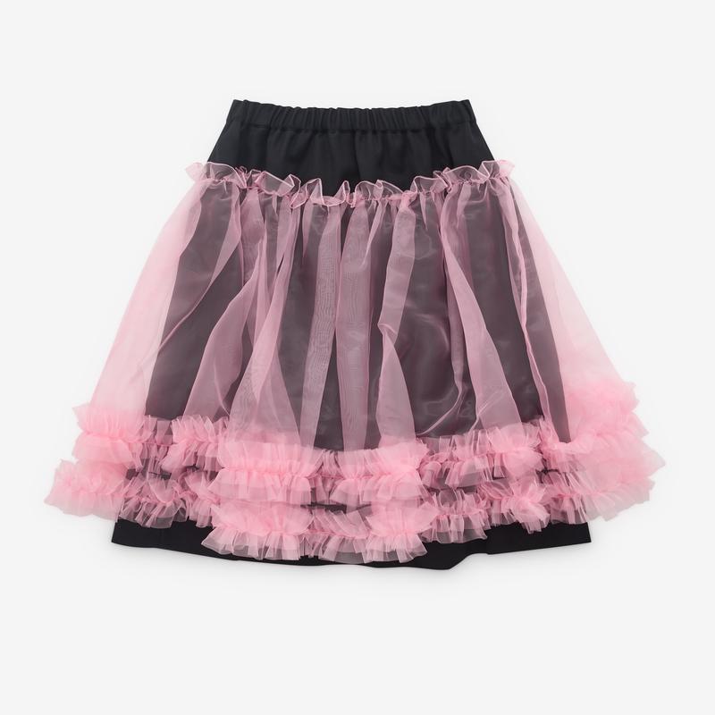 Noir Kei Ninomiya - Womens Tulle Overlay Skirt - (Black/Pink)