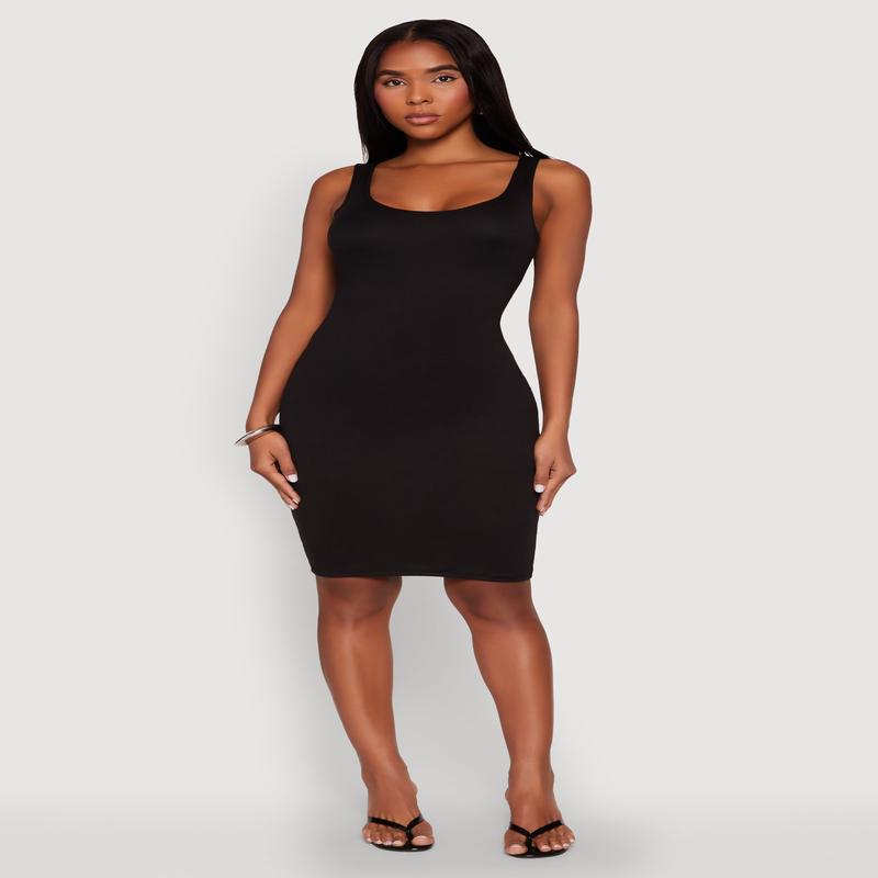 Scoop Neck Midi Tank Dress