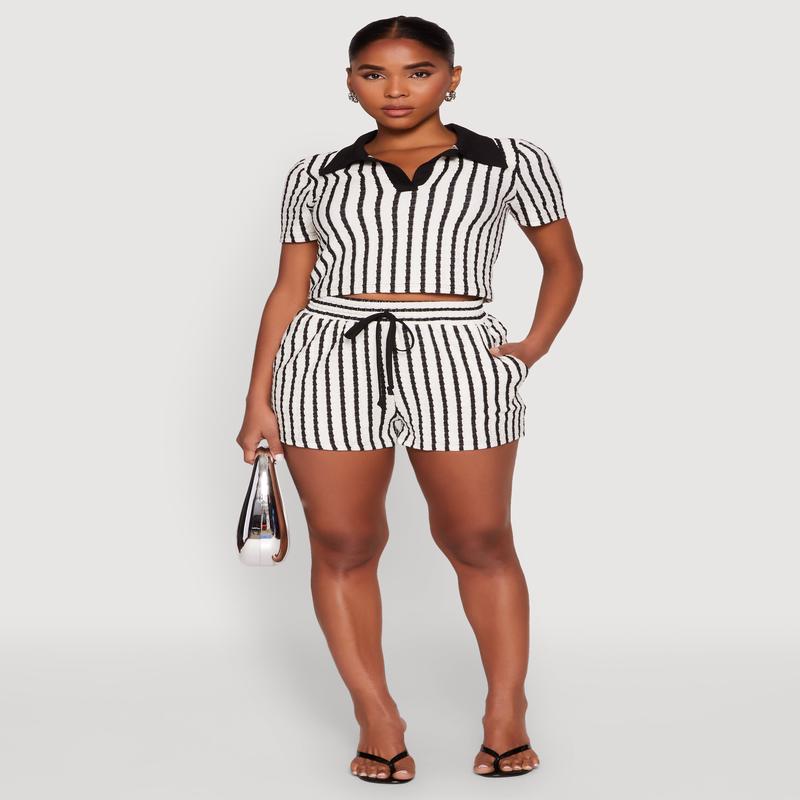 Striped High Waisted Shorts