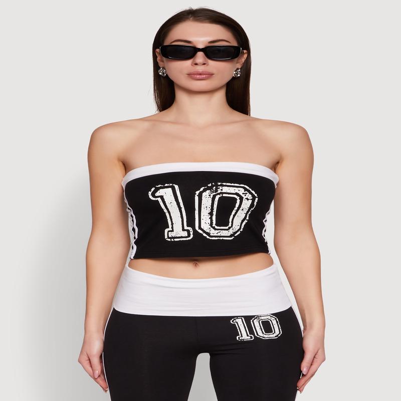 Varsity Stripe Graphic Print Tube Top