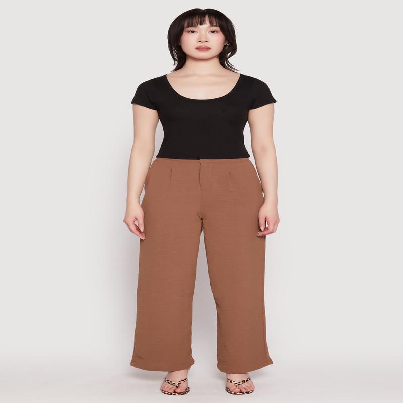 Waffle Knit Short Sleeve Crop Top