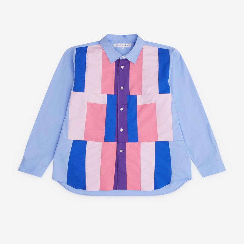 CDG Shirt - Mens Colourblock Panel Shirt - (Blue)