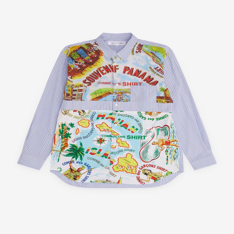 CDG Shirt - Mens Striped Souvenir Shirt - (Blue)