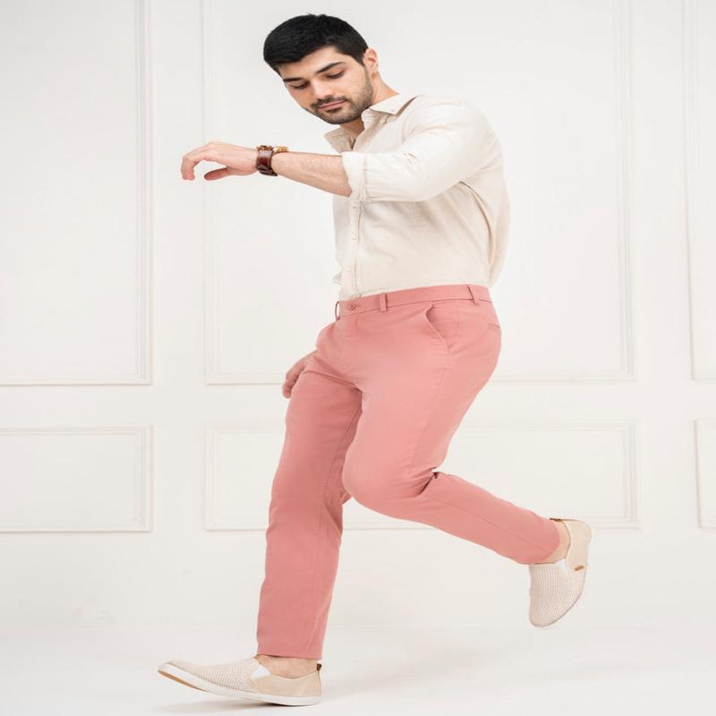 Dive Pink Slim Fit Stretch Chino Pants