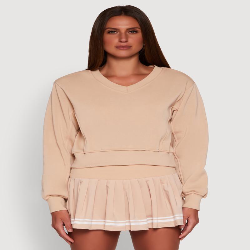 Long Sleeve V Neck Sweatshirt