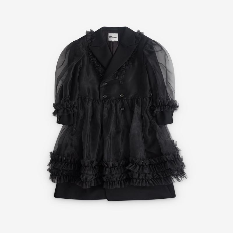 Noir Kei Ninomiya - Womens Double Breasted Tulle Overlay Coat - (Black)