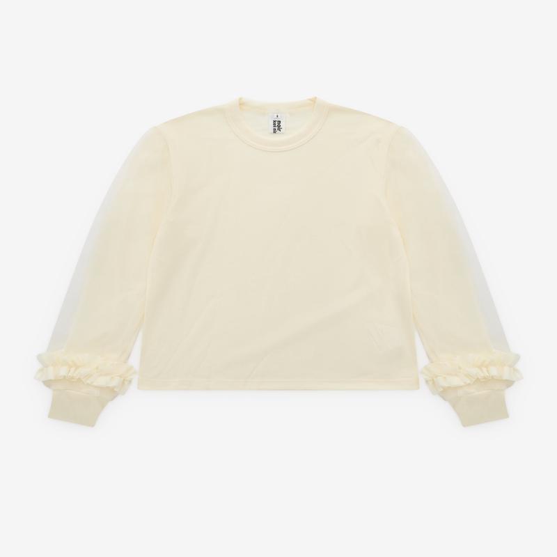 Noir Kei Ninomiya - Womens Ladies Tulle Sleeve Sweater - (Off White)