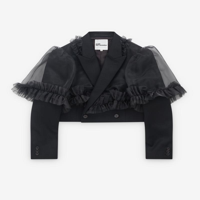 Noir Kei Ninomiya - Womens Tulle Overlay Cropped Blazer - (Black)