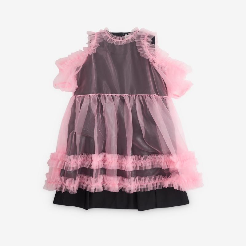 Noir Kei Ninomiya - Womens Tulle Overlay Dress - (Pink/Black)