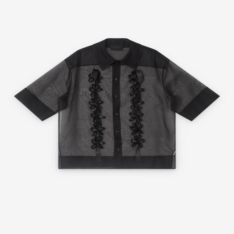 Simone Rocha - Mens Ribbon Daisy Chain Boxy Shirt - (Black/Black)