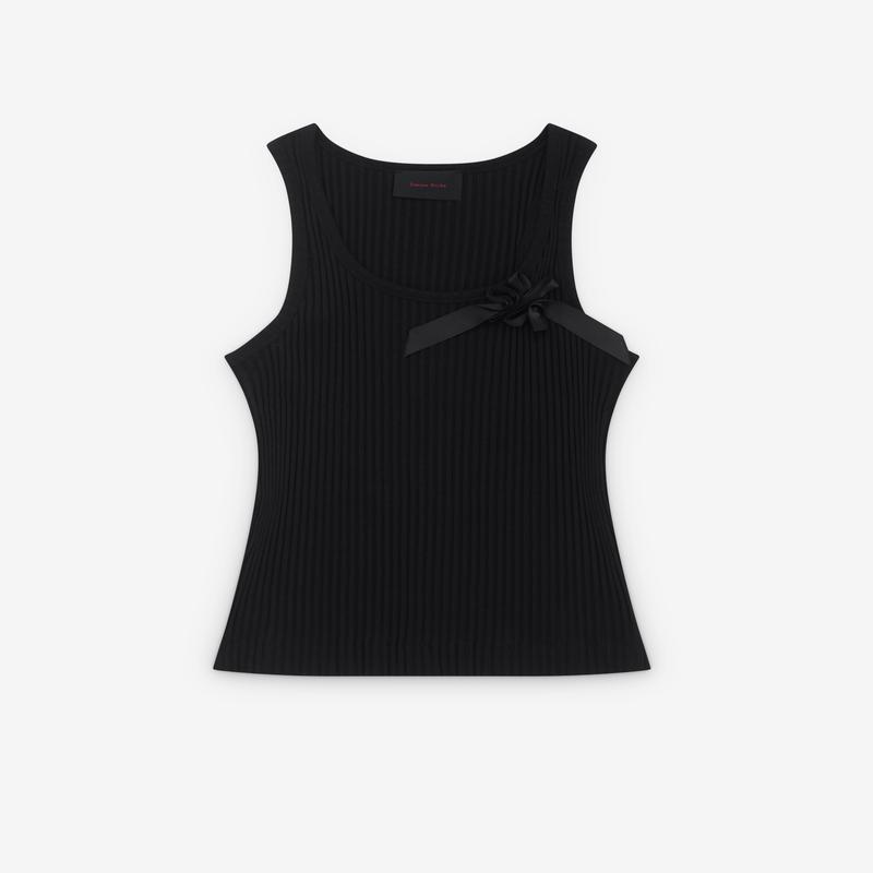 Simone Rocha - Mens Ribbon Daisy Vest - (Black/Black)