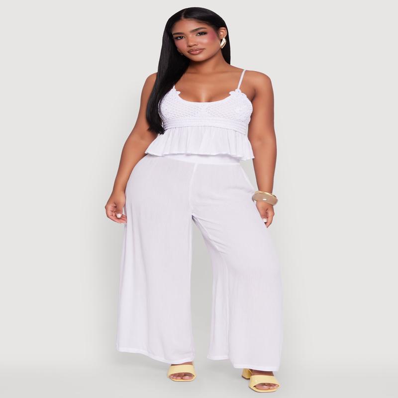Stylish Gauze Knit High Waisted Palazzo Pants