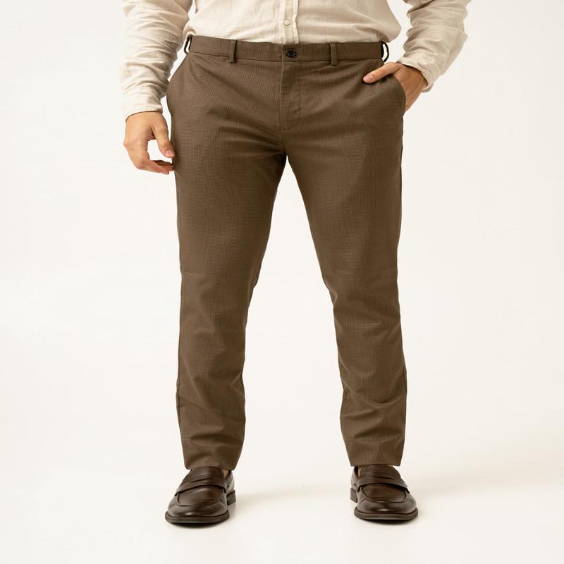 Acon Brown Textured Formal Pants