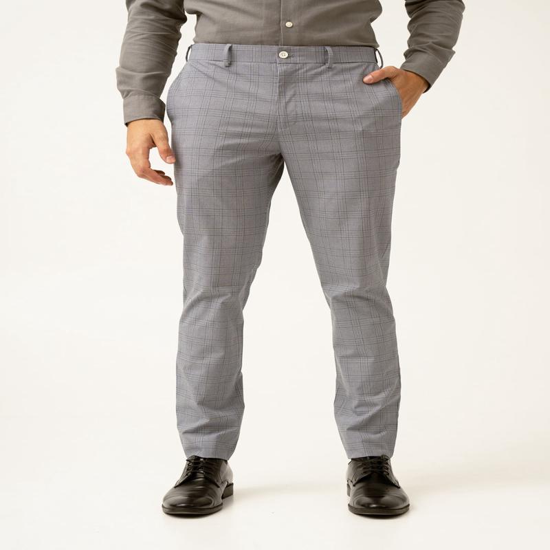 Blue Black Houndstooth Checks Formal Pants