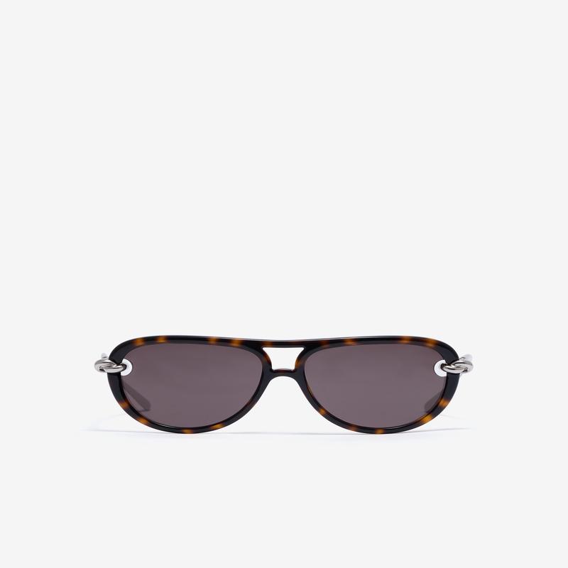 Bottega Veneta - Knot Aviator Sunglasses - (Havana/Silver/Grey)