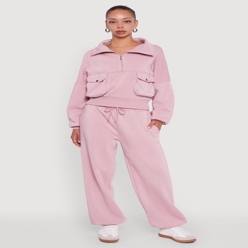 Fleece Lined Oversized High Waisted Joggers