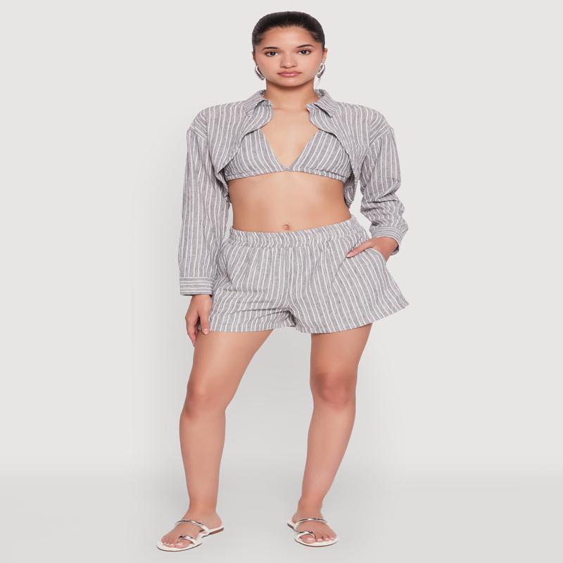 High Waisted Pinstripe Shorts