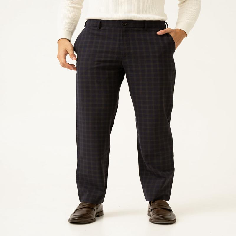 Nightlife Navy Checks Merino Wool Pants