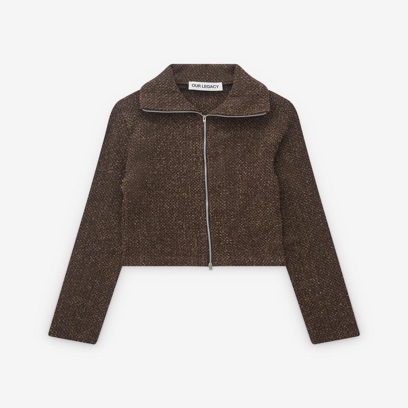 Our Legacy - Womens Slim Zip Longsleeve - (Brown Sparse Buckle Weave)