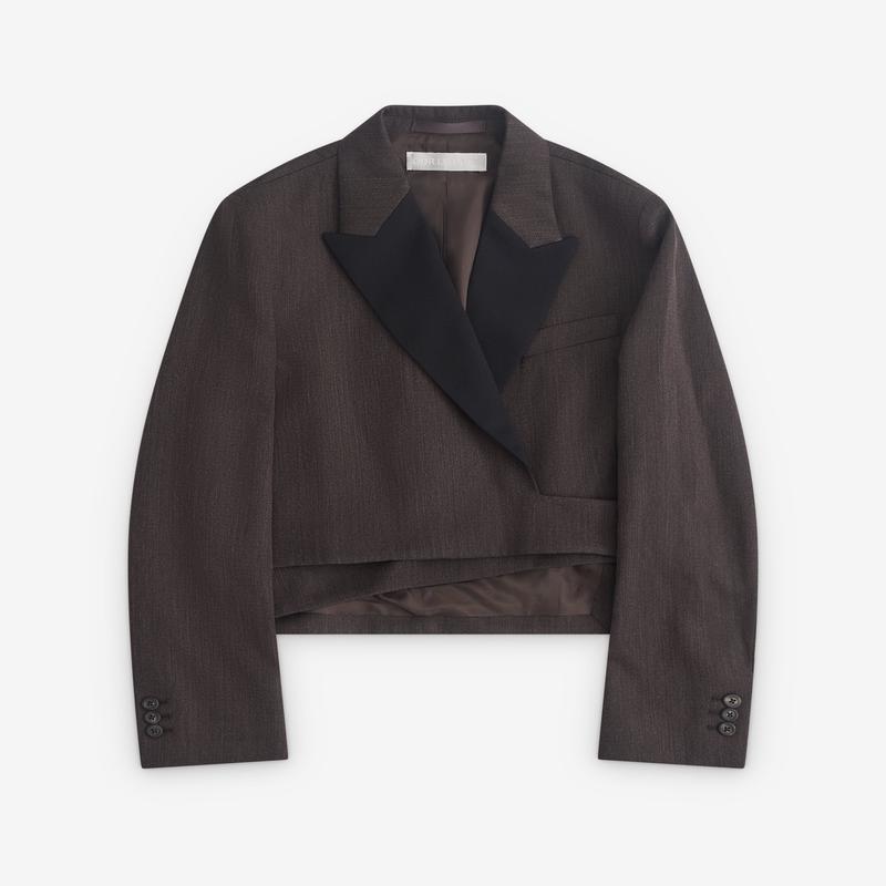 Our Legacy - Womens Wrap Blazer - (Havana Brown Chain Wool)