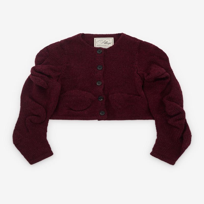 Pillings - Womens Gathered Sleeve Cardigan - (Burgundy)