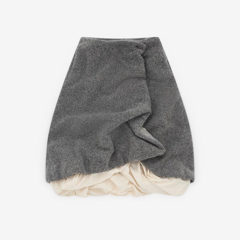Pillings - Womens Wool Gathered Wrap Skirt - (Grey)