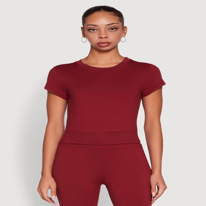 Solid Short Sleeve Active Top