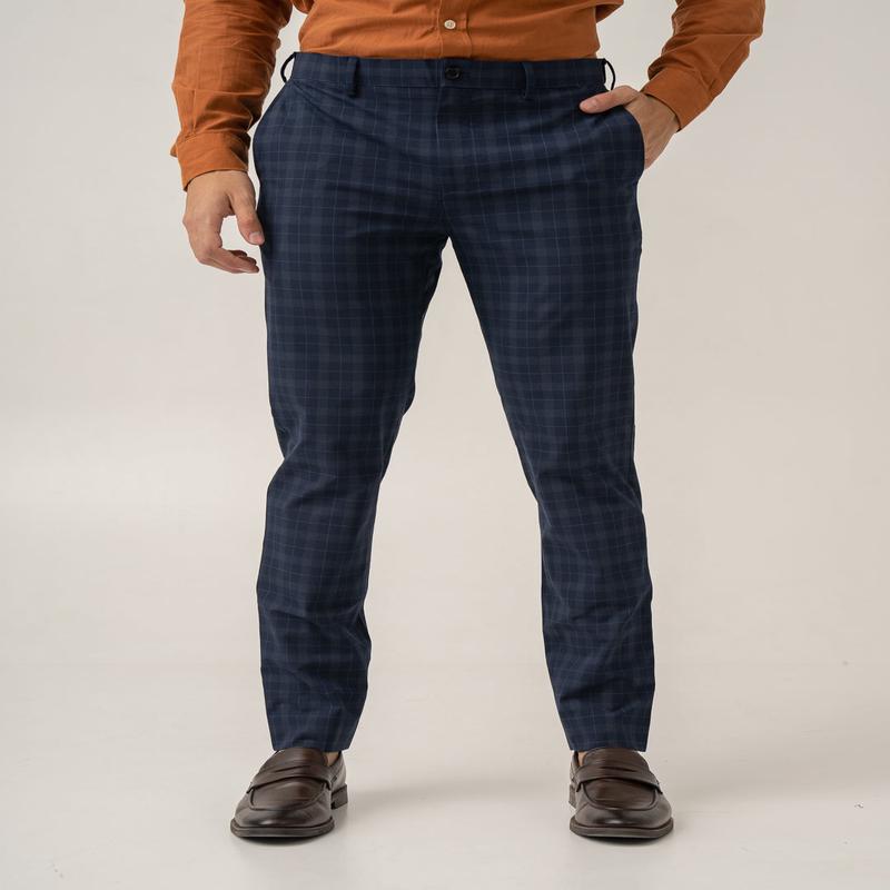 Starling Navy Checks Formal Pants